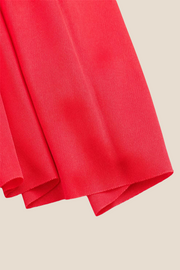 One Shoulder Red High Waist Pleated Long Dress