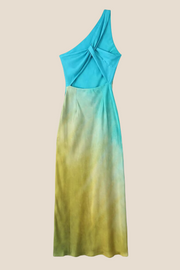 One Shoulder Tie-dye Sheath Long Dress