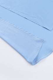 One Shoulder Blue Ruched Slit Long Dress