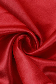 Plunge Red Ruched Long Dress with Slit