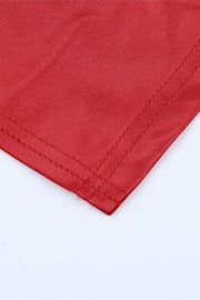 Plunge Red Ruched Long Dress with Slit