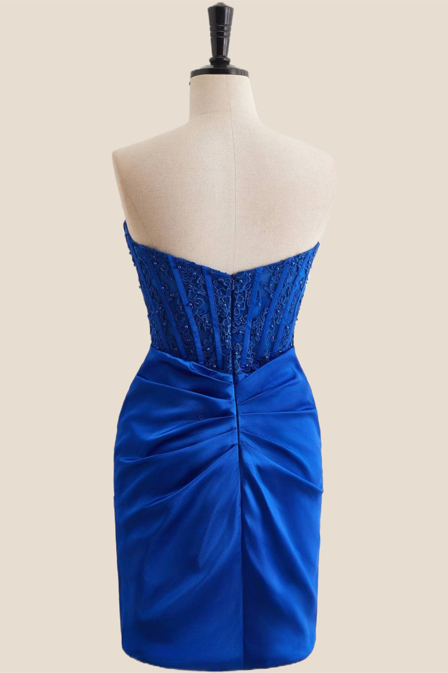 Royal Blue Appliques Ruched Bodycon Short Dress