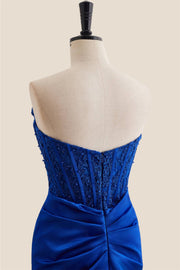 Royal Blue Appliques Ruched Bodycon Short Dress