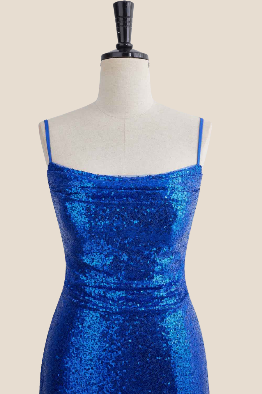 Royal Blue Ruffle Sequin Sheath Short Dress