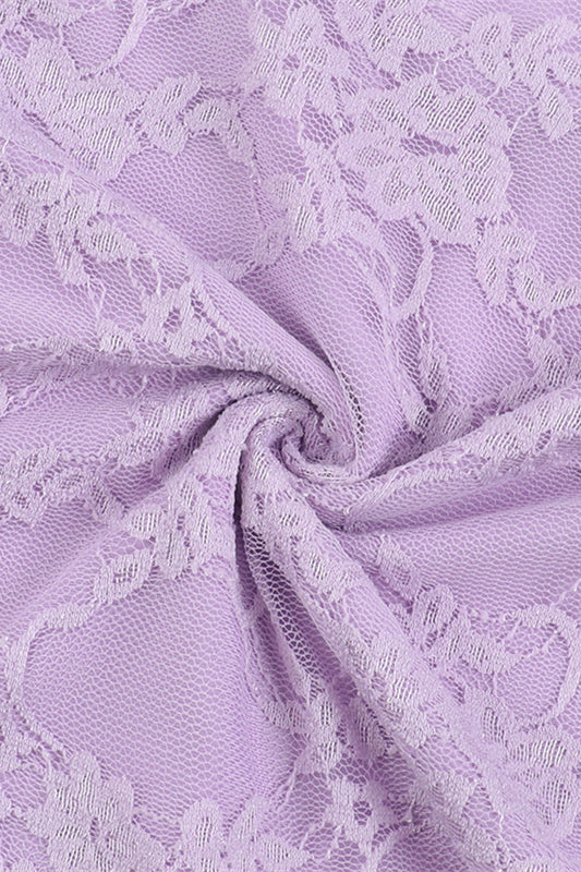 Ruffle Sleeve Purple Lace Short Dress