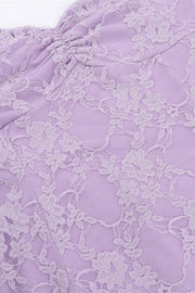 Ruffle Sleeve Purple Lace Short Dress