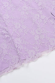 Ruffle Sleeve Purple Lace Short Dress
