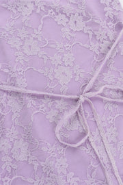 Ruffle Sleeve Purple Lace Short Dress