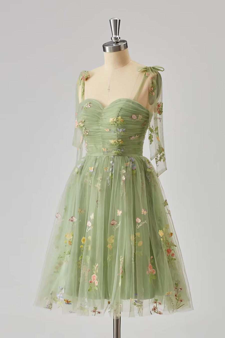 Tie Shoulders Blue Floral A-line Short Dress Ohmollydress Tie Shoulders Blue Floral A-line Short Dress Ohmollydress