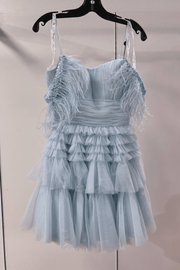 Straps Periwinkle Ruffles A-line Short Dress