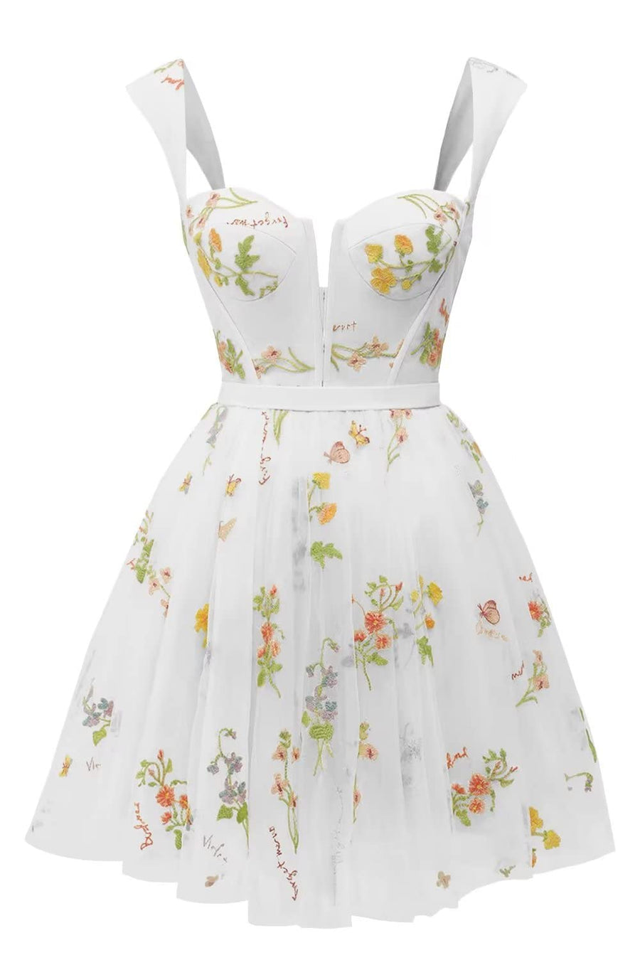 Cap Sleeves Blue Floral A-line Short Dress Ohmollydress Cap Sleeves Blue Floral A-line Short Dress Ohmollydress