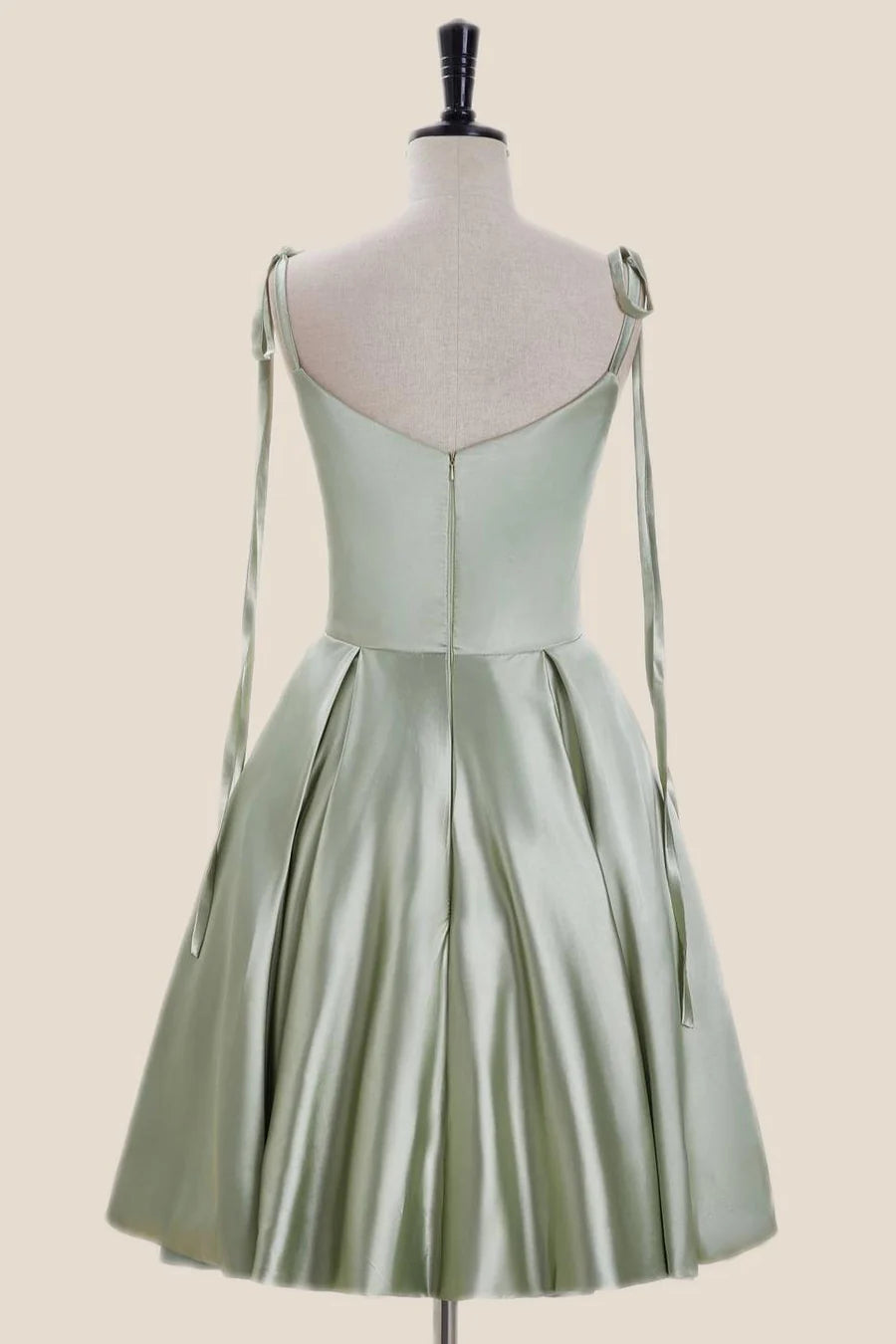 Cowl Neck Sage Green Short Party Dress