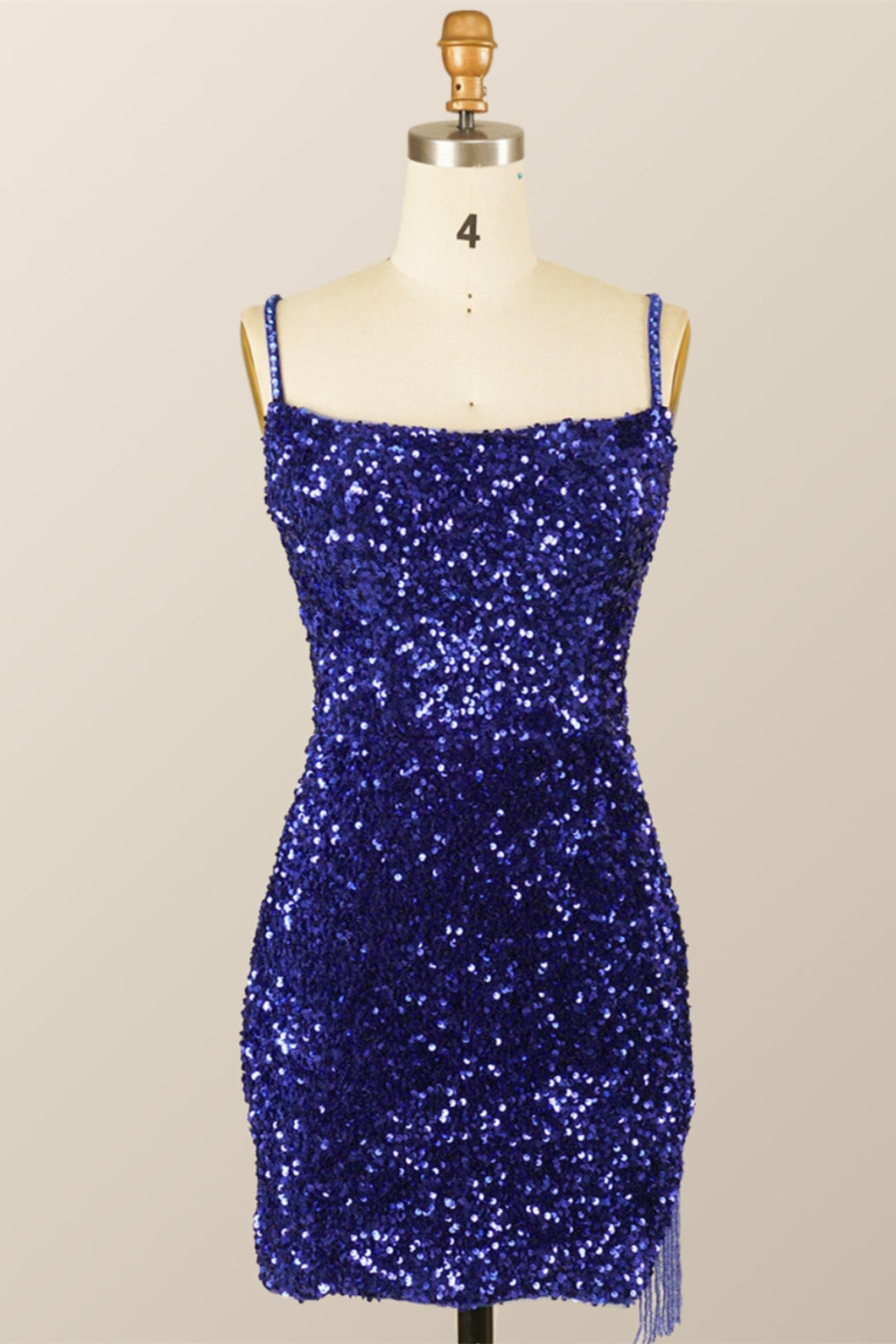 Royal Blue Sequin Tassels Bodycon Mini Dress – Ohmollydress