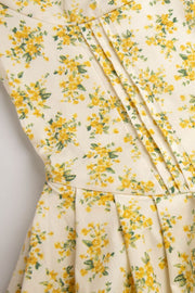 Short Sleeves Yellow Floral Print Short Dress