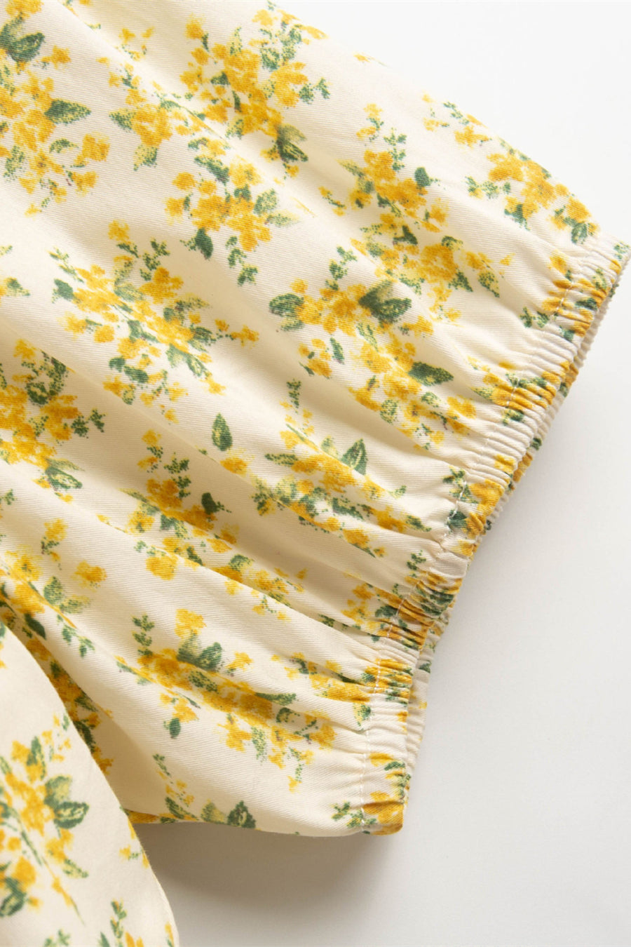 Short Sleeves Yellow Floral Print Short Dress