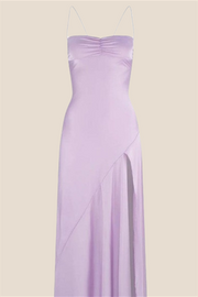 Spaghetti Straps Lilac Long Dress with Slit