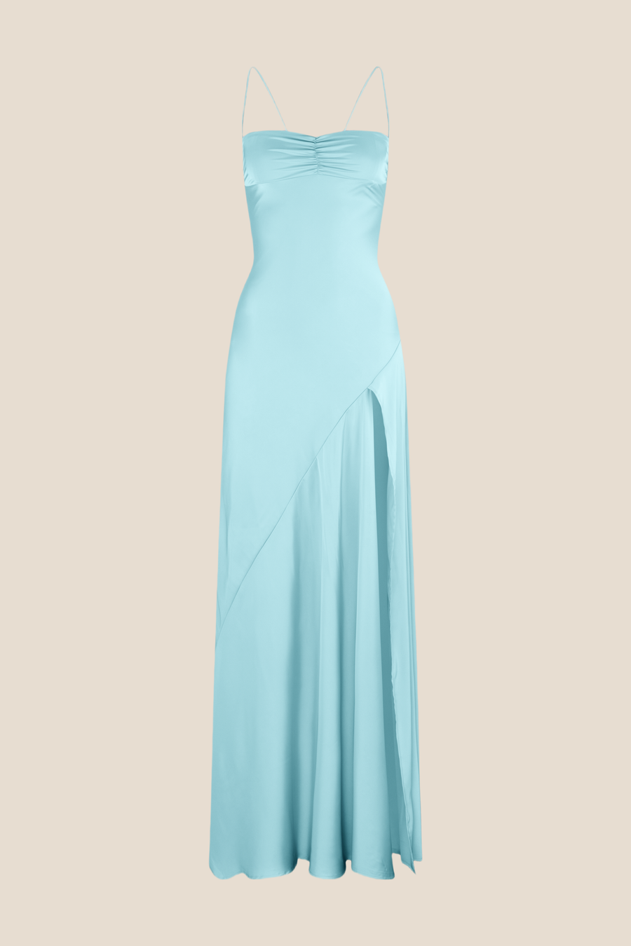 Spaghetti Straps Aqua Long Dress with Slit Ohmollydress Spaghetti Straps Aqua Long Dress with Slit Ohmollydress