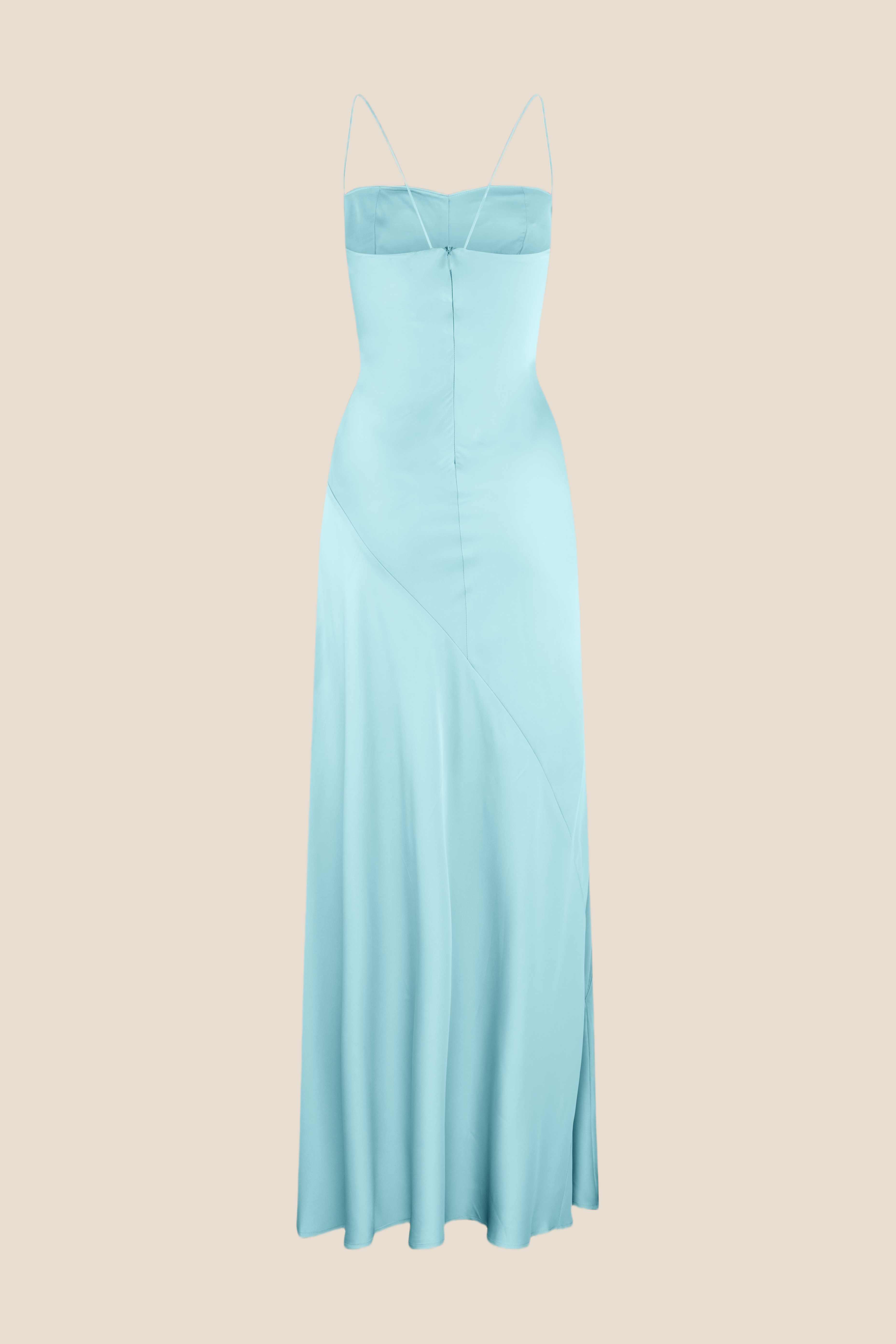 Spaghetti Straps Blue Long Dress with Slit