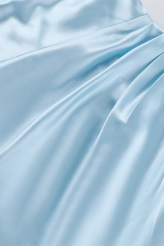 Straps Blue Ruched Fitted Short Dress