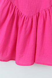 Spaghetti Straps Hot Pink Ruched Short Dress