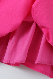 Spaghetti Straps Hot Pink Ruched Short Dress