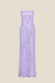 Spaghetti Straps Lavender Lace A-line Long Dress