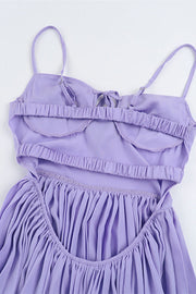 Straps Lilac Pleated Maxi Dress