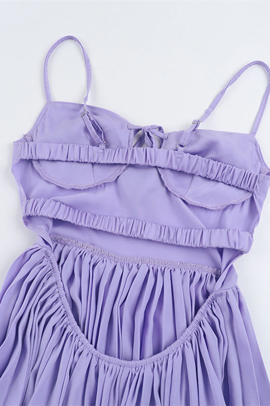 Straps Lilac Pleated Maxi Dress