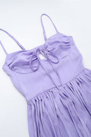 Straps Lilac Pleated Maxi Dress
