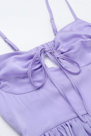 Straps Lilac Pleated Maxi Dress