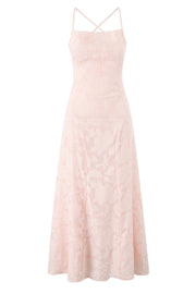 Straps Pink Lace A-line Long Dress