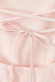 Straps Pink Lace A-line Long Dress