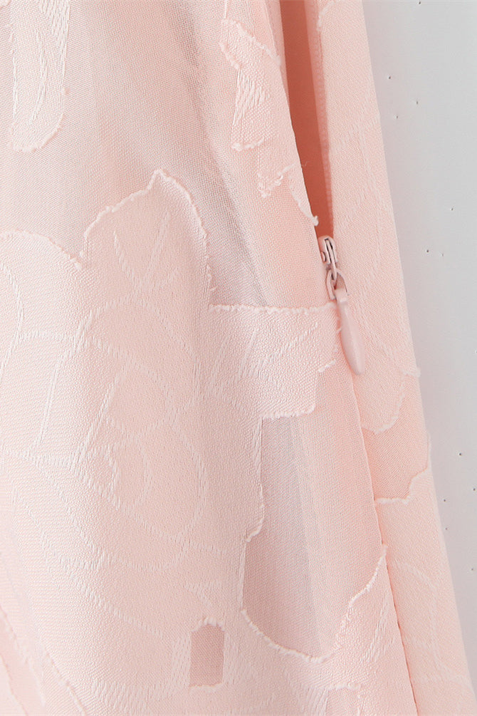 Straps Pink Lace A-line Long Dress