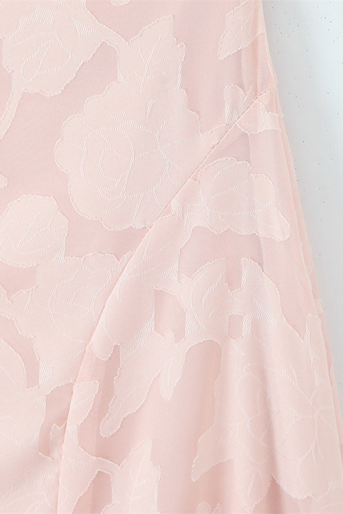 Straps Pink Lace A-line Long Dress