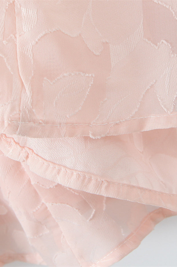 Straps Pink Lace A-line Long Dress