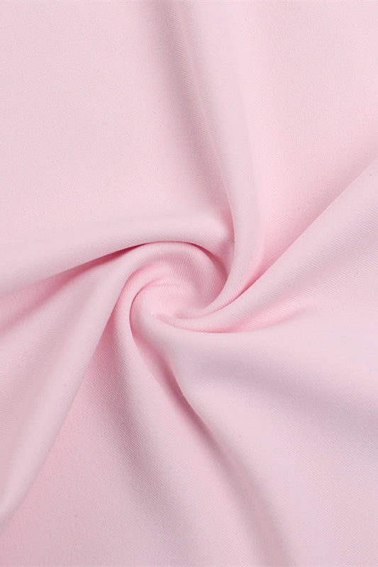 Spaghetti Straps Pink Frill Slit Dress