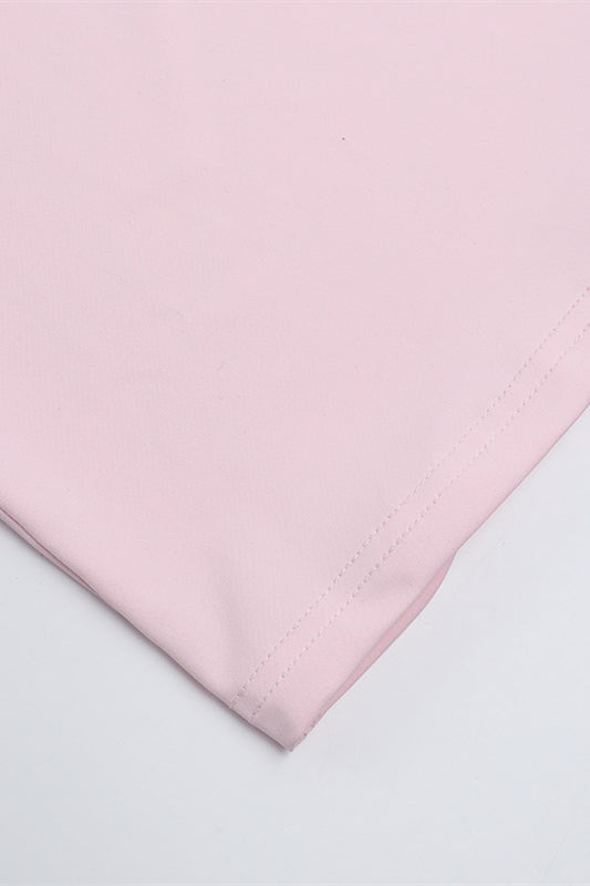 Spaghetti Straps Pink Frill Slit Dress