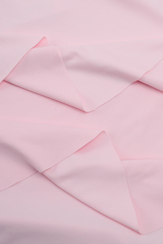 Spaghetti Straps Pink Frill Slit Dress