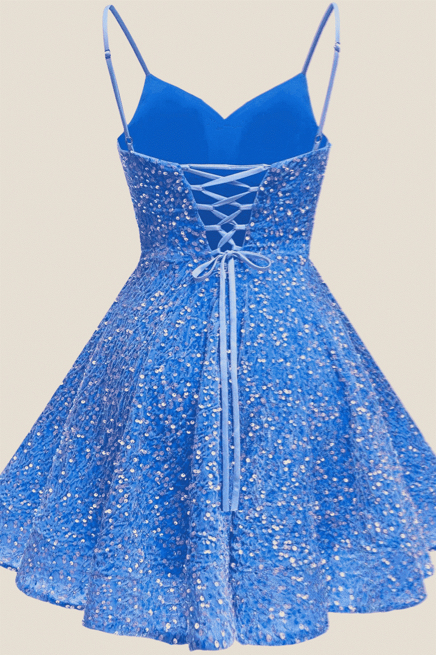 Spaghetti Straps Royal Blue Sequin Short Dress Ohmollydress Spaghetti Straps Royal Blue Sequin Short Dress Ohmollydress