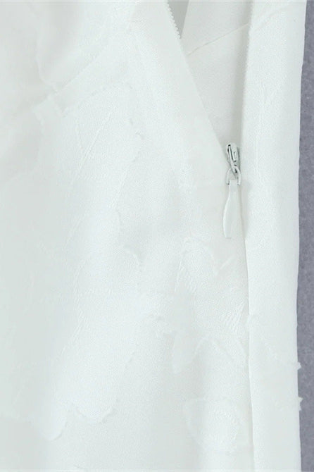 Spaghetti Straps White Floral Long Dress