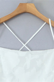 Spaghetti Straps White Floral Long Dress