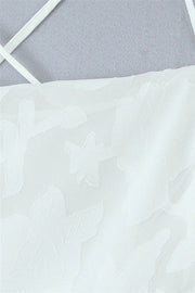 Spaghetti Straps White Floral Long Dress