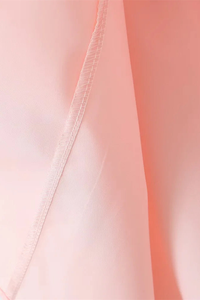 Spaghetti Straps Pink Tie Front Midi Dress