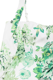 Square Neck Green Floral A-line Short Dress