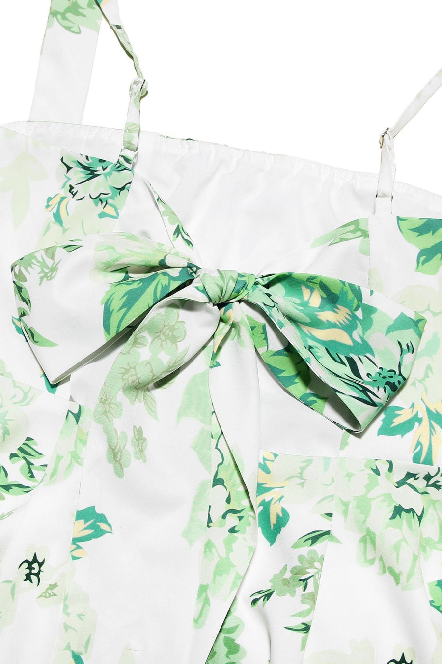 Square Neck Green Floral A-line Short Dress