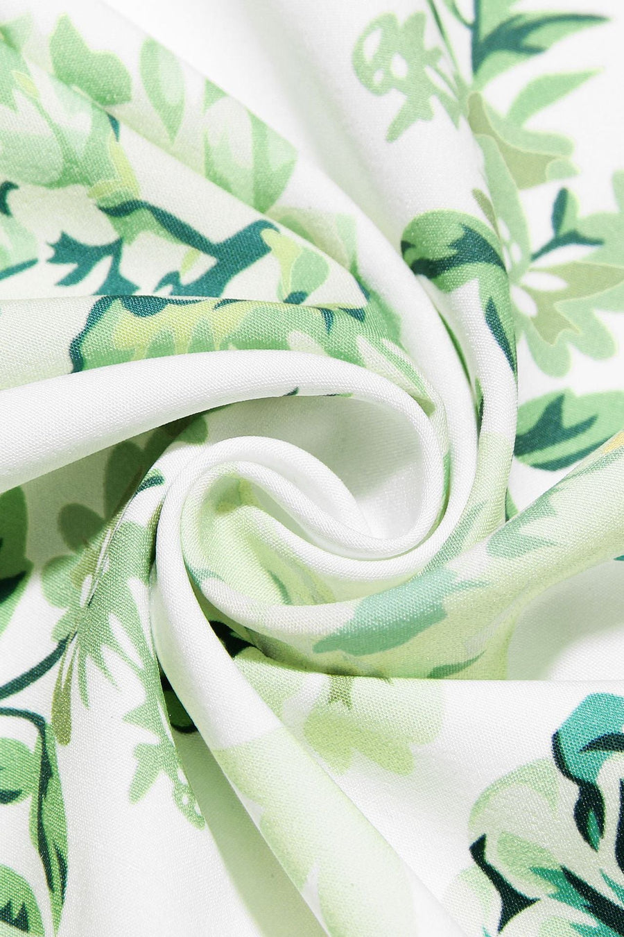 Square Neck Green Floral A-line Short Dress