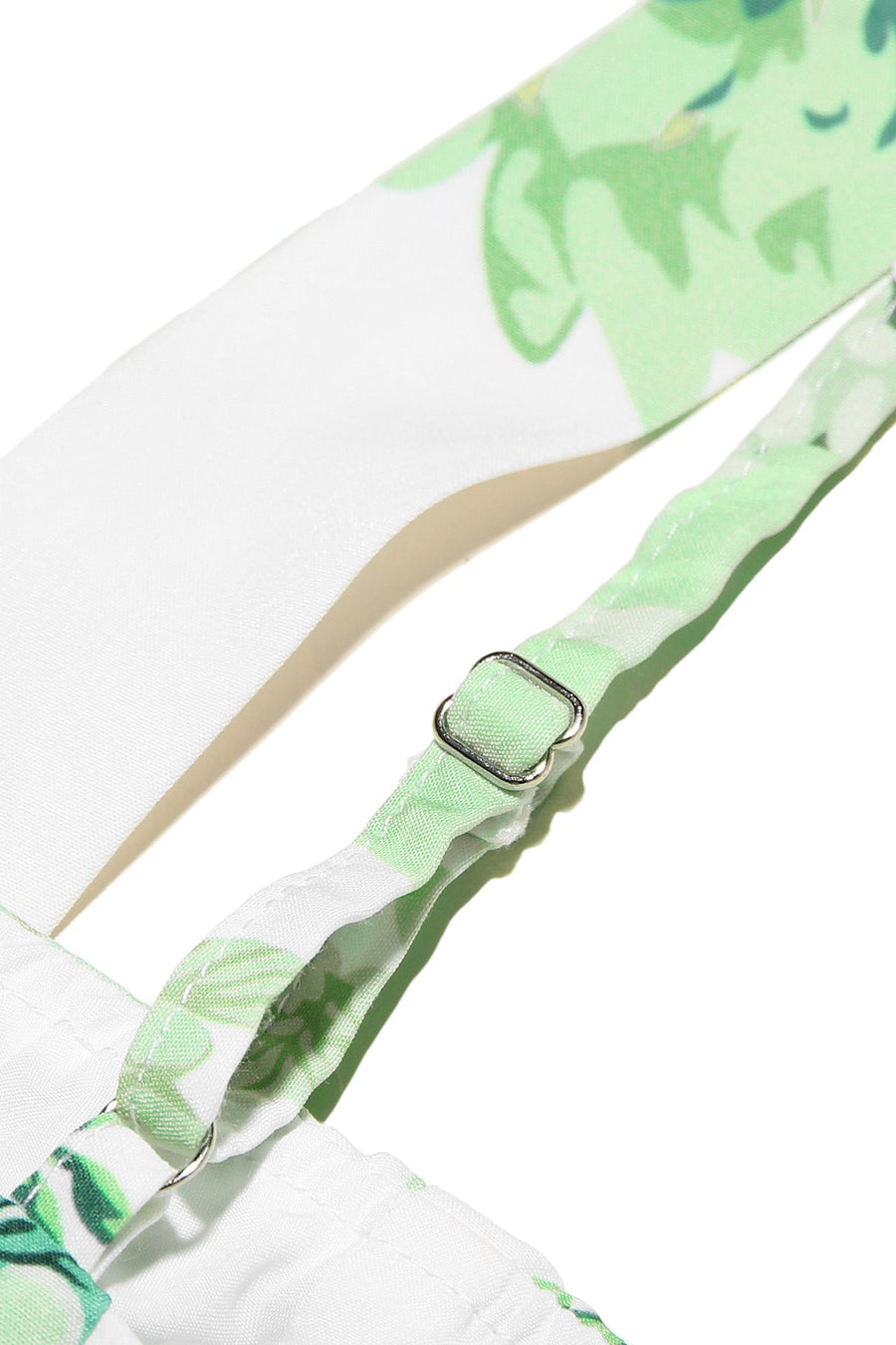 Square Neck Green Floral A-line Short Dress