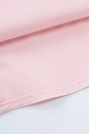 Square Neck Pink A-line Satin Short Dress