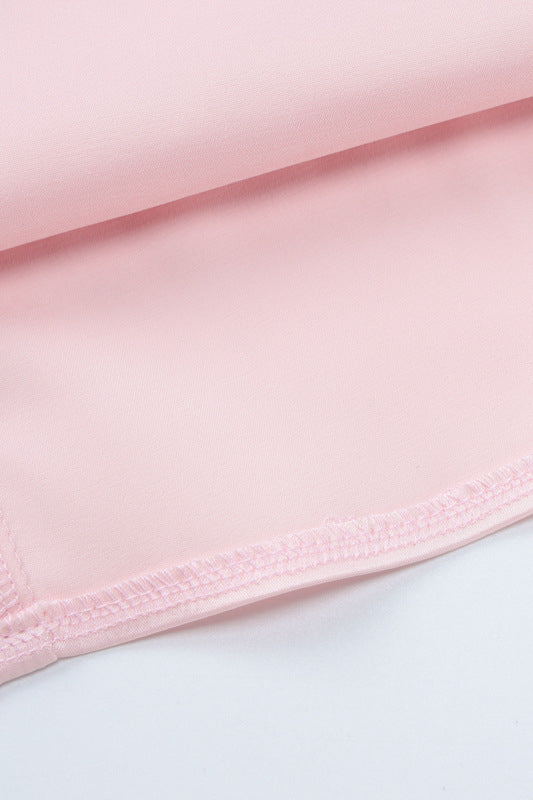 Square Neck Pink A-line Satin Short Dress