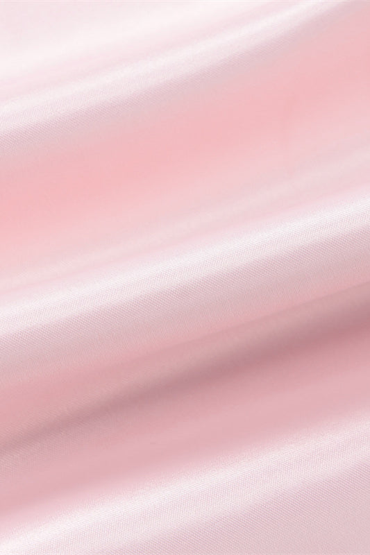 Square Neck Pink A-line Satin Short Dress